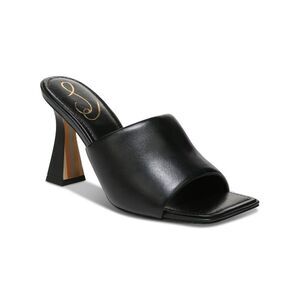 NWT SAM EDELMAN Womens Black Carmen Open Flare  Leather Heeled Mules Shoes 6 M